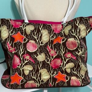 Colorful Seashell Print Large Tote Bag
